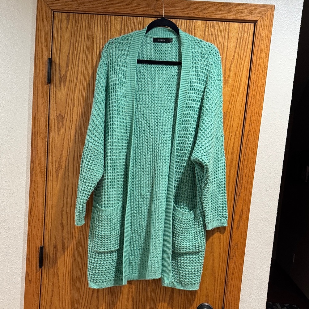 Elegant Mint Knit Cardigan